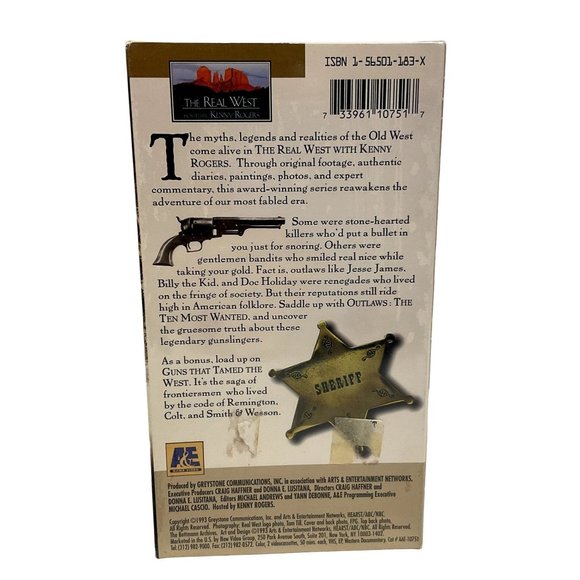 NIB OUTLAWS THE TEN MOST WANTED BY KENNY ROGERS VHS 2 CASSETTES A&E - Picture 3 of 3